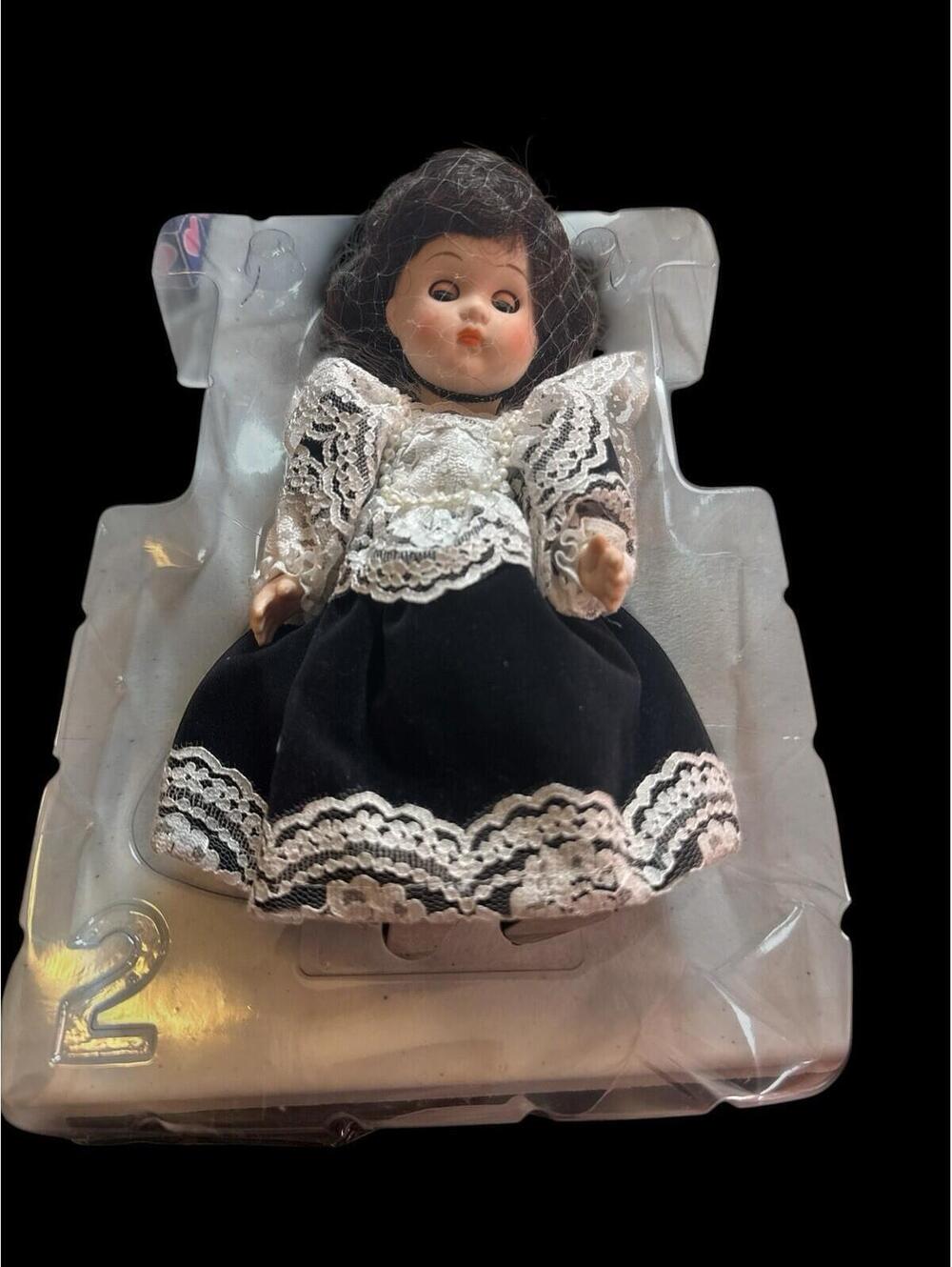 Vogue 8" Porcelain Ginny Doll in Black Velvet and Lace Dress w/original box